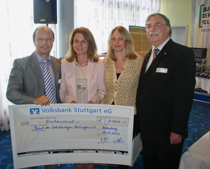 von Links: Thomas Schimek, Heike Bischoff, Monika Möhrle, Günther Hieber (BDS Landesverband)