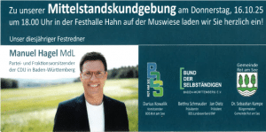 Muswiese 2025: Festredner Manuel Hagel MdL